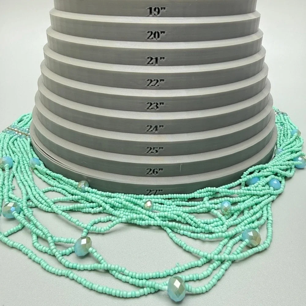 Mint‎ Green Seed Bead and Aqua Blue Bead Necklace 27